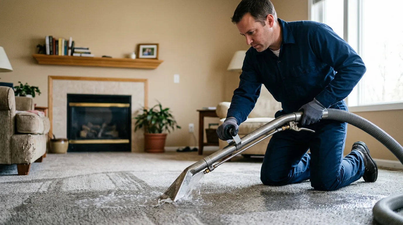 Water damage restoration technician working near Brooksville, KY